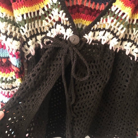 Boston Proper Crochet Knit Rainbow Baby Doll Cardigan Sweater - Size Small - Picture 3 of 9